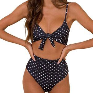 Womens Polka Dot High Waist Bikini Set